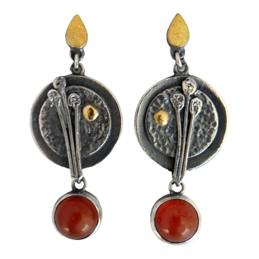 Earrings - Grasses, Carnelian