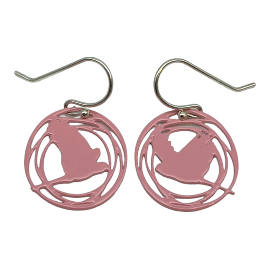 Earrings - Pink Flying Birds