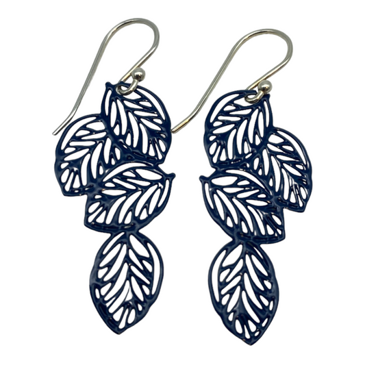 Earrings - Blue Leaves