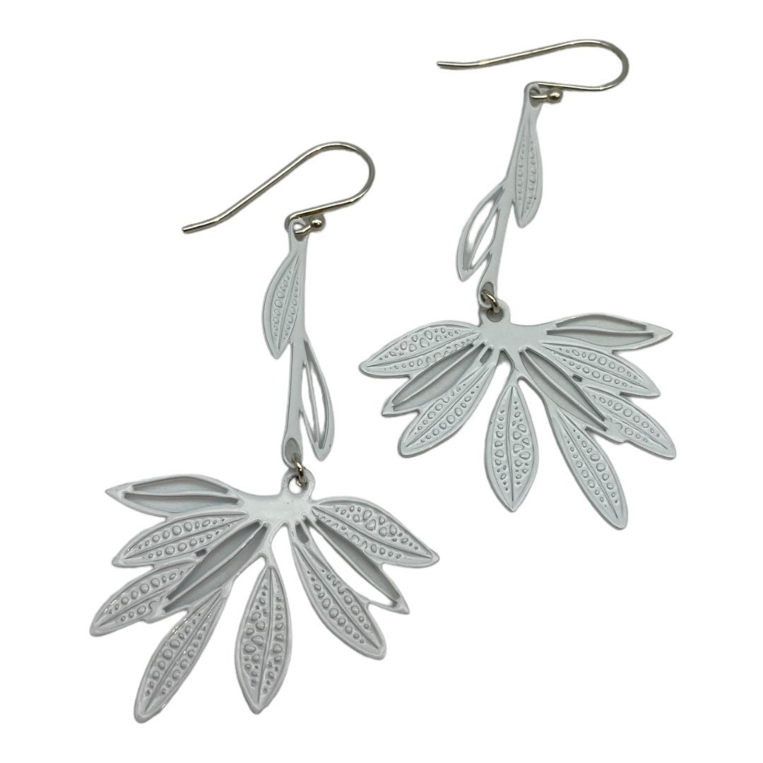 Earrings - Large White Leaves