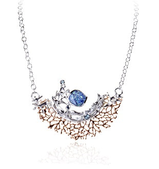 Pendant - Coral Garden with Doublet Opal, Blue Topaz and Blue Sapphires