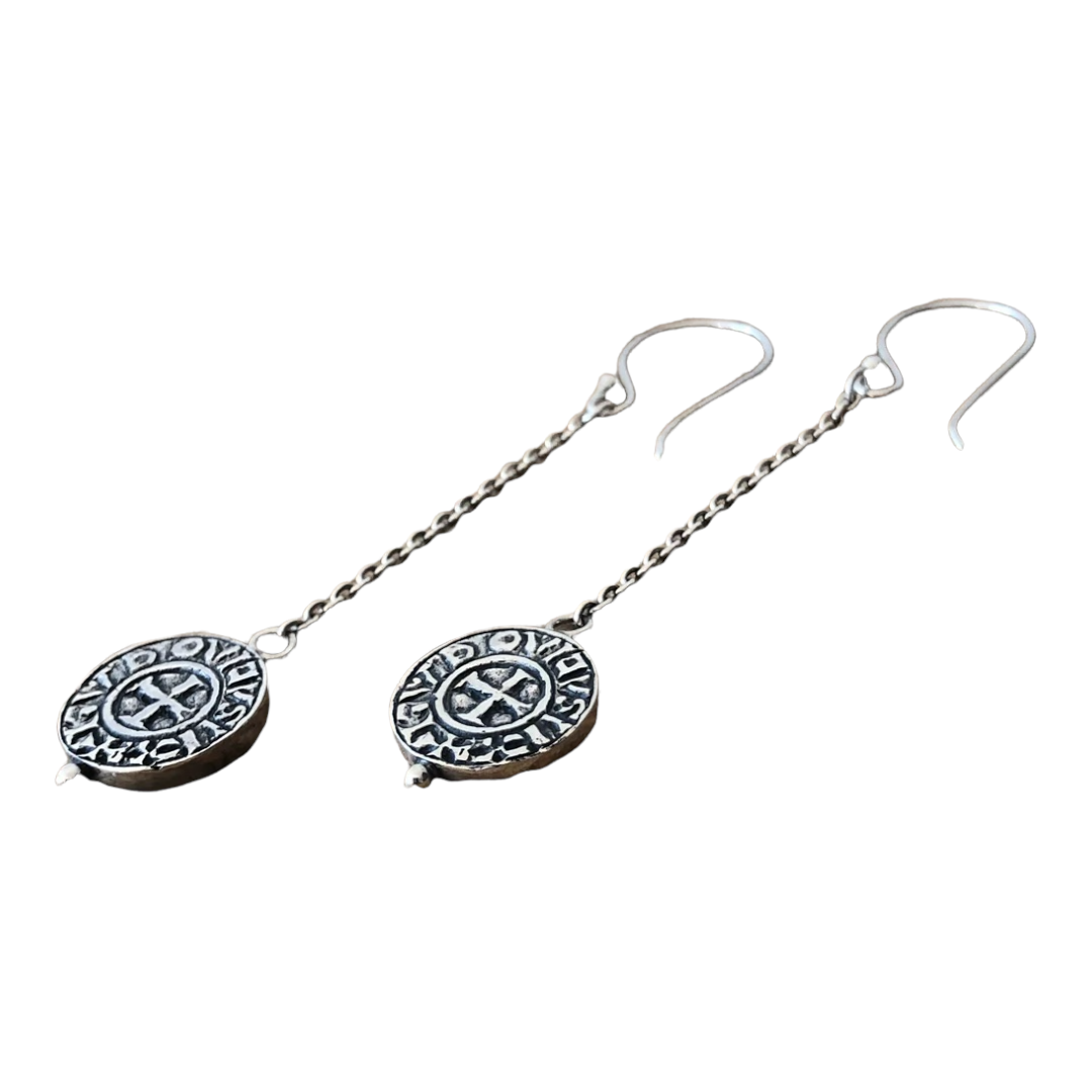 Earrings, Templar Coin