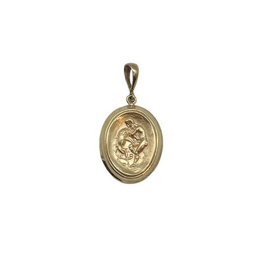Pendant - Hercules Fighting Lion from Ancient Greek with Intaglio Ring Stone