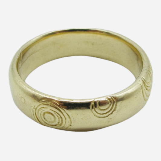 Raindrops 9K Gold Band Ring, 5mm width, Size Q