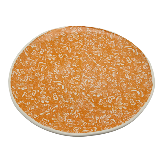 Dinner Plate , White and Orange