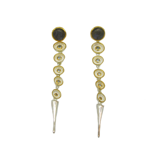 Earrings - 'Octopus' Labradorite and Blue Sapphire