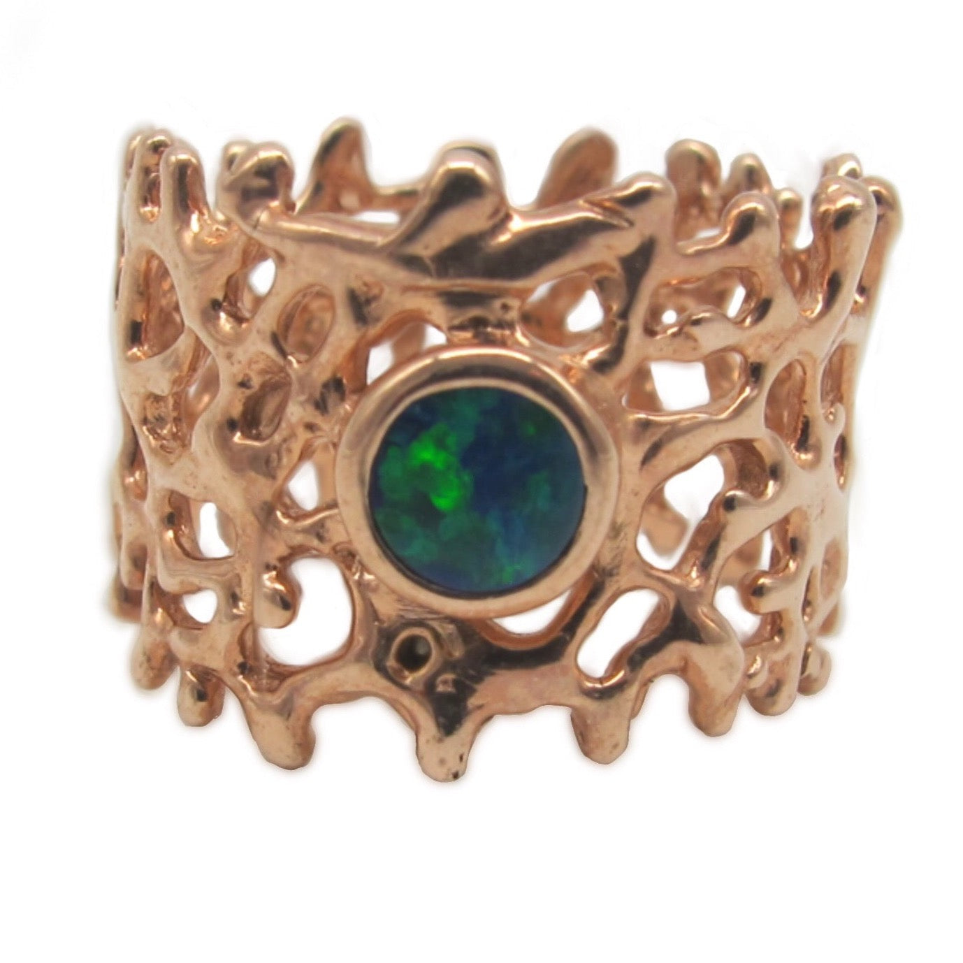 Ring - Fan of the Sea, 18kt Rose Gold, Australian Doublet Opal