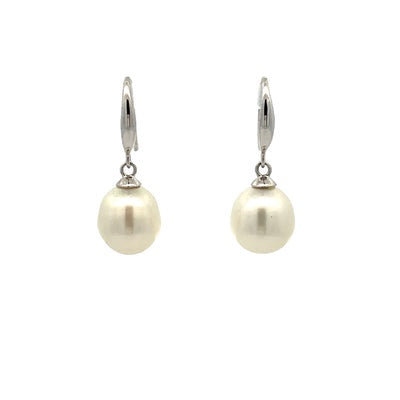 Earrings - 9-10mm Australian South Sea Cultured Pearl with 18kt White Gold Hooks