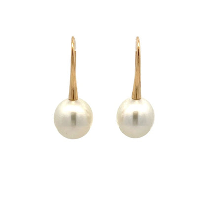 Earrings - 10-11mm Australian South Sea Cultured Pearl with 18kt Yellow Gold Hooks