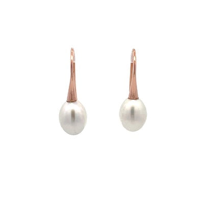 Earrings - 10-11mm Australian South Sea Cultured Pearl with 9kt Rose Gold Hooks